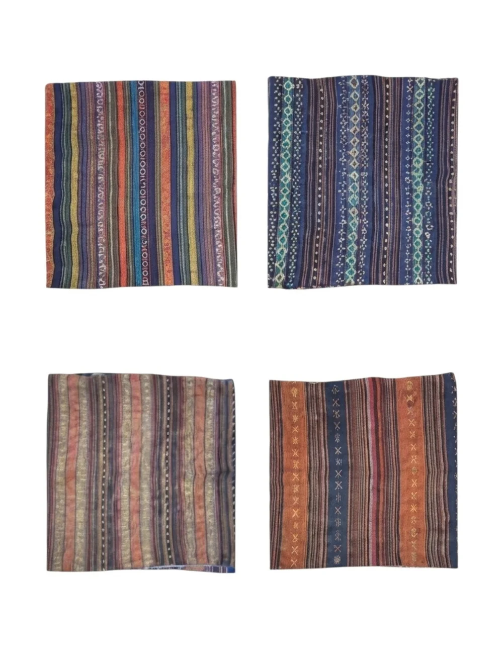 Set of 4 Unique Woven Southwestern / Boho Geometric Throw Pillow Covers, 17